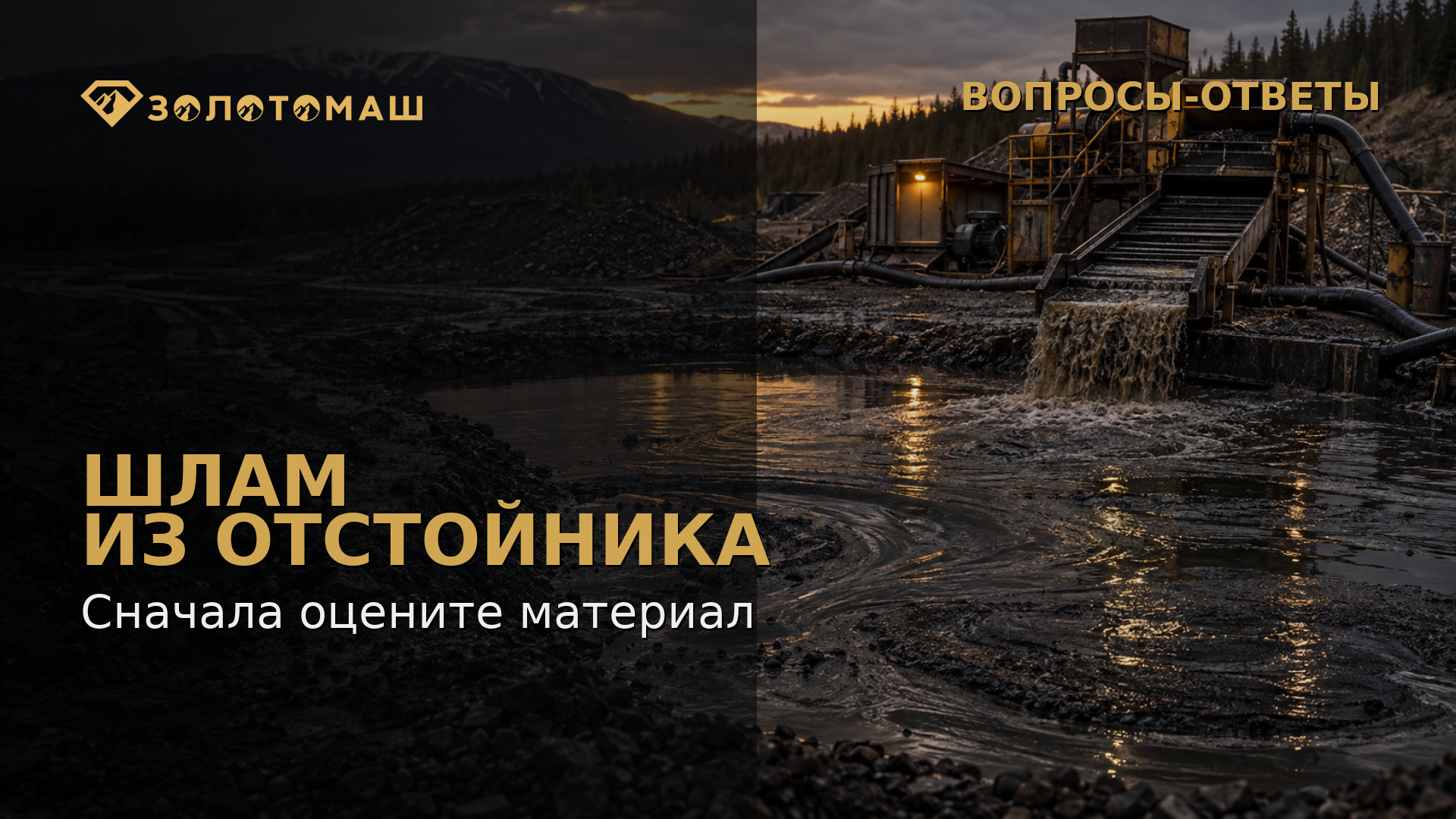 Шлам из отстойника: оценка перед переработкой Промывочный участок и отстойник со шламом для оценки материала