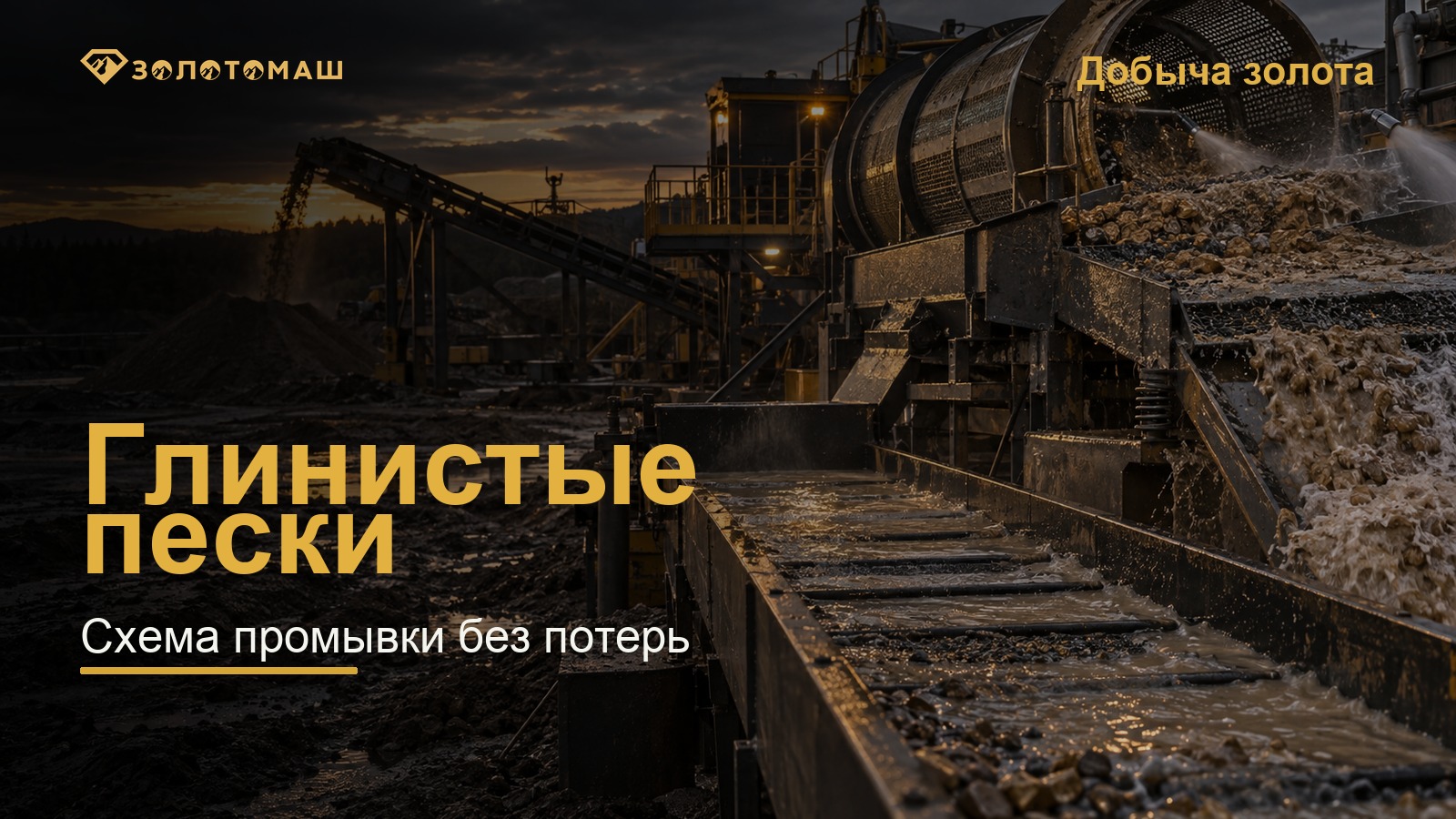 Схема промывки глинистых песков с барабанной промывкой и шлюзом Схема промывки глинистых песков с барабанной промывкой и шлюзом