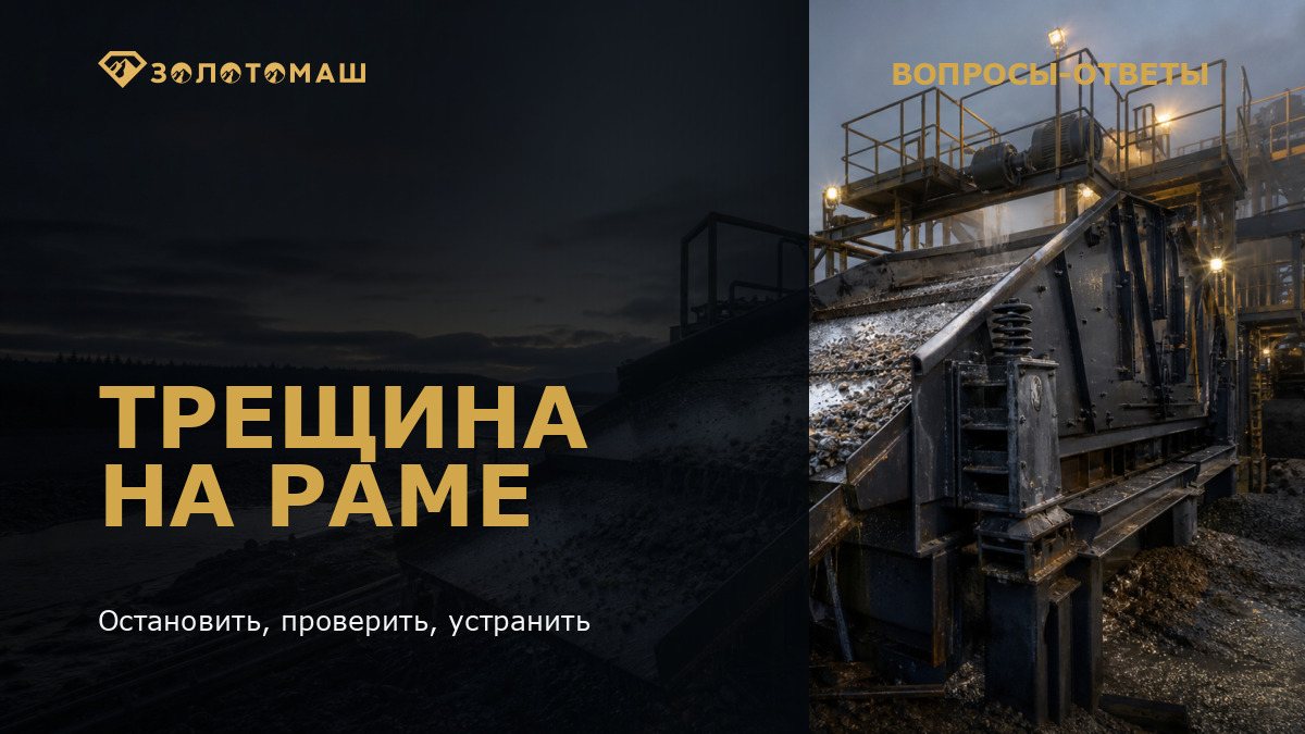 Трещина на раме виброгрохота промывочного комплекса