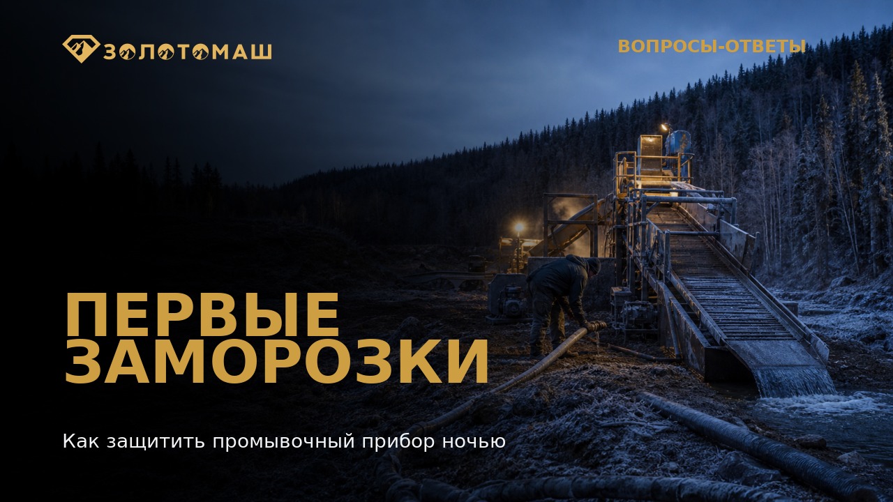 Промывочный прибор на россыпном участке при первых ночных заморозках