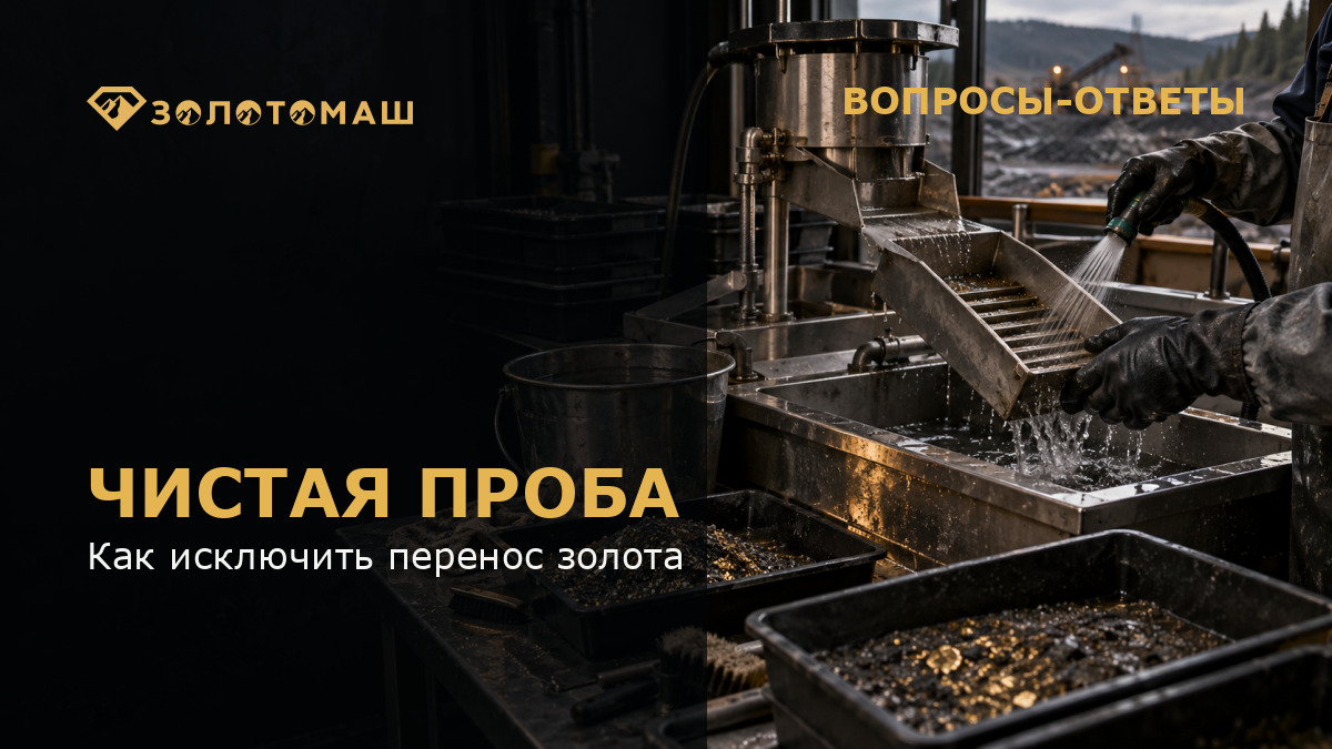 Очистка оборудования между технологическими пробами золотоносных песков