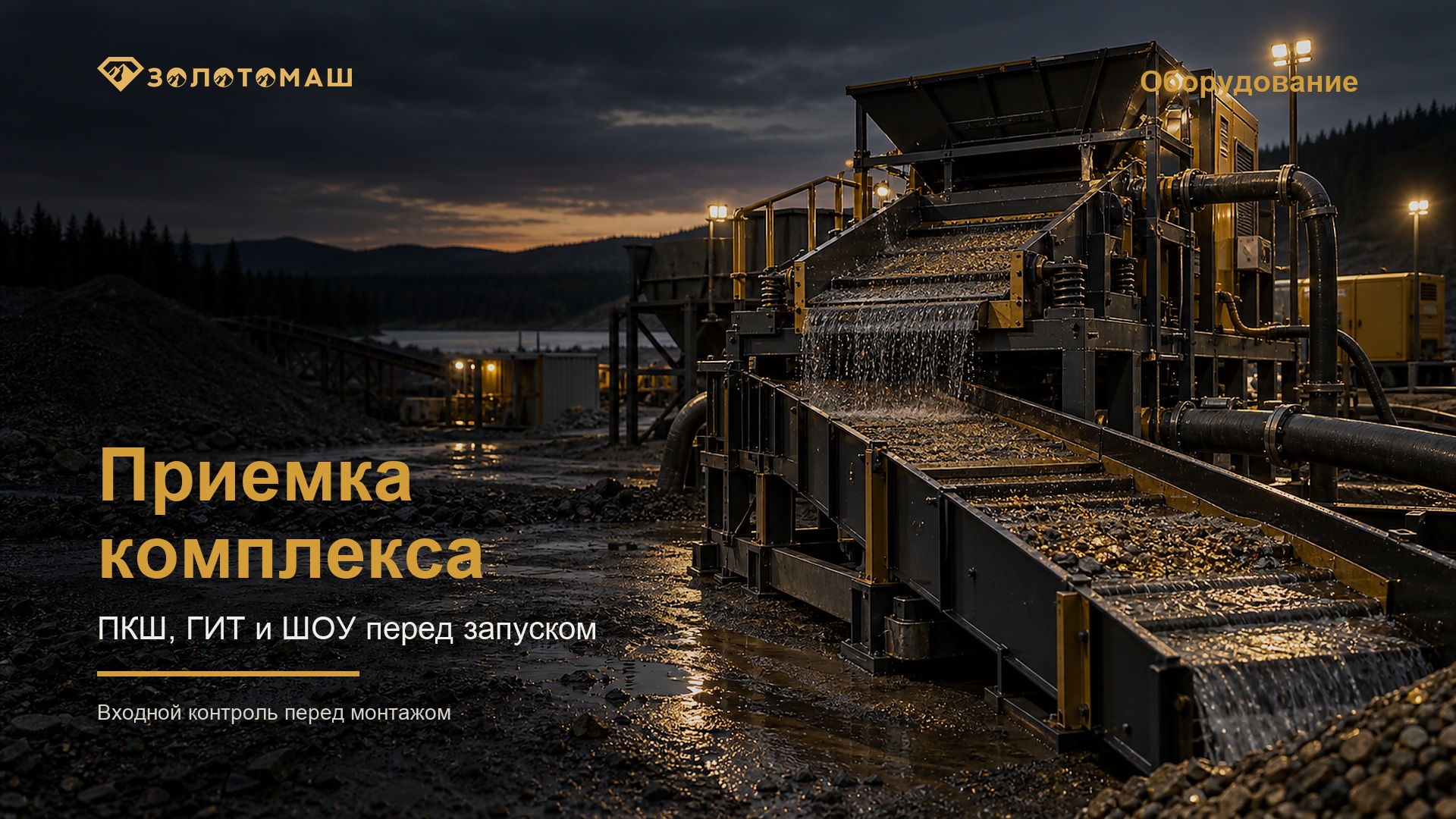 Промывочный комплекс с грохотом и шлюзом перед запуском на участке Промывочный комплекс с грохотом и шлюзом перед запуском на участке
