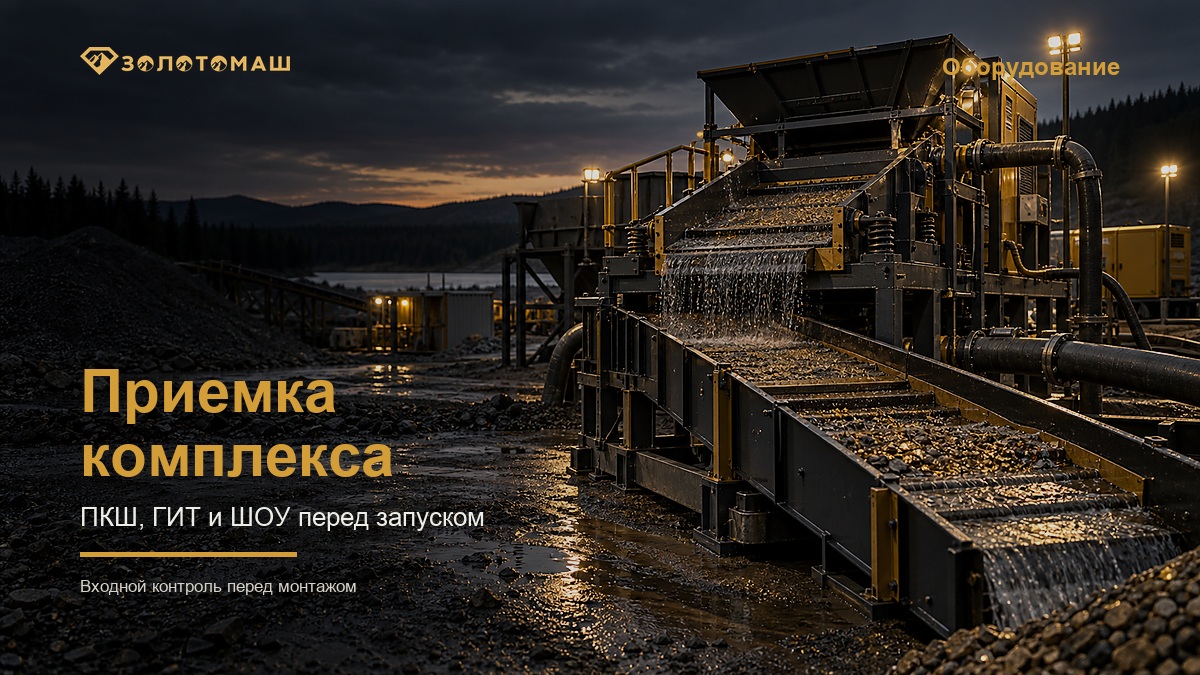 Промывочный комплекс с грохотом и шлюзом перед запуском на участке