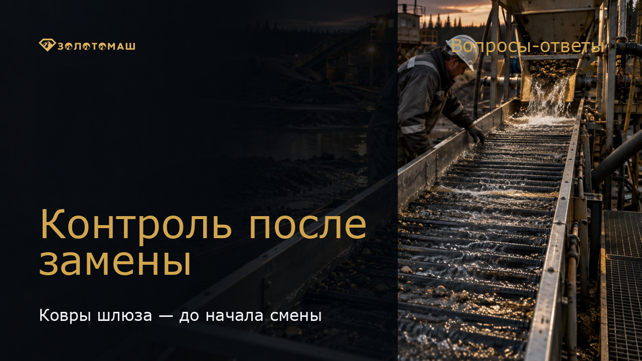 Контрольная проверка новых ковров на шлюзе промывочного прибора
