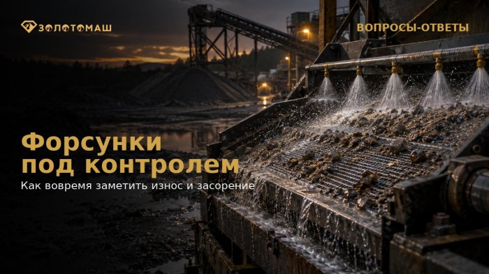 Форсунки орошения виброгрохота на промывочном участке