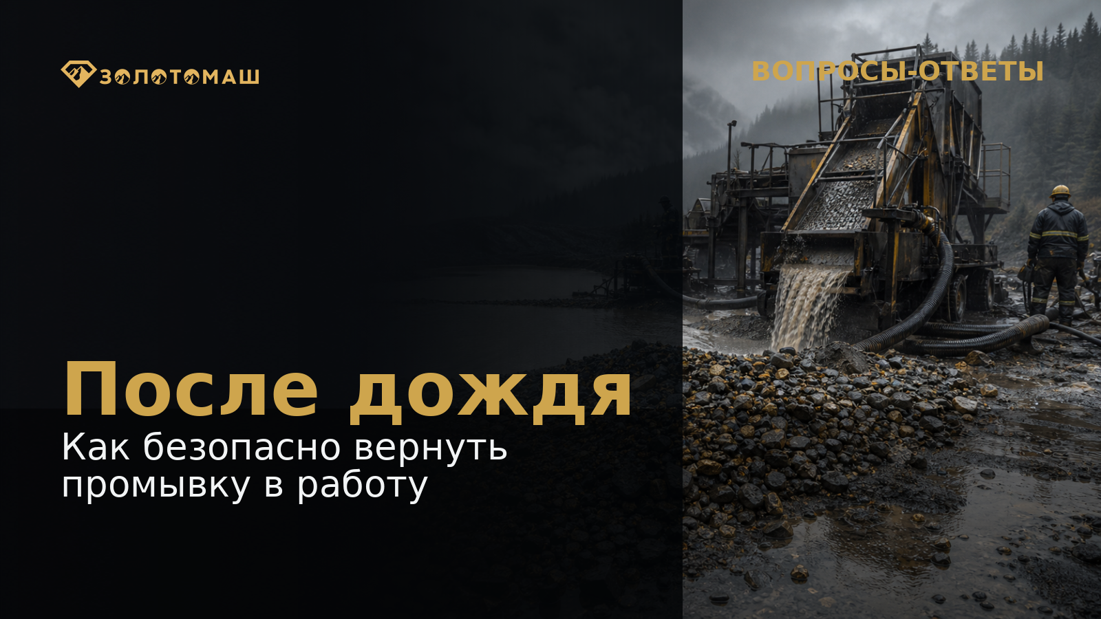 Промывочный комплекс после дождя Промывочный комплекс после дождя: проверка воды и грохота перед запуском