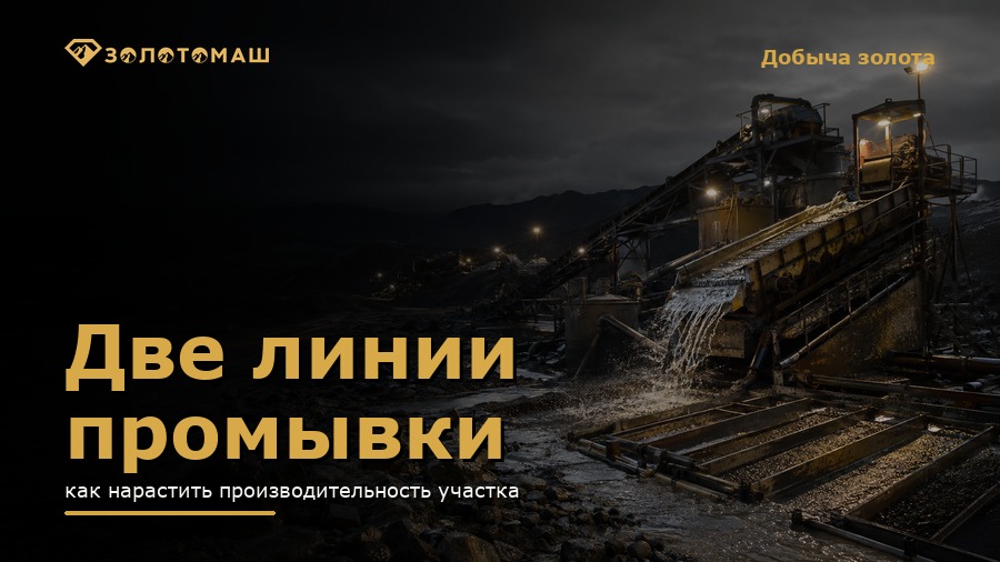 Две линии промывки на россыпном участке с промышленным промывочным комплексом
