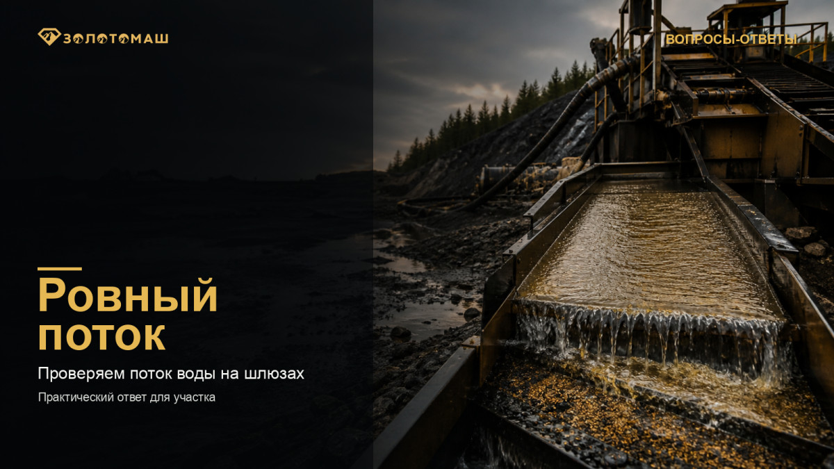Равномерный поток воды на шлюзе промывочного прибора