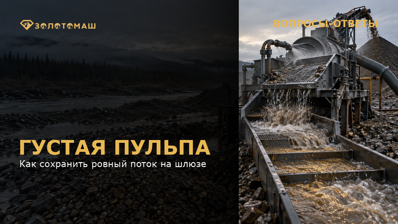 Промывочный участок с грохотом и шлюзом при контроле плотности пульпы